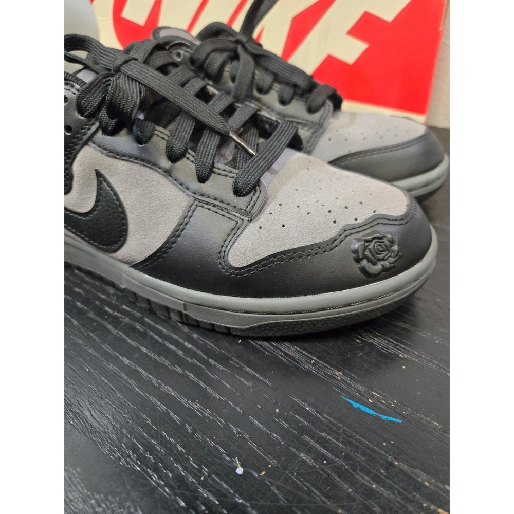 Nike Dunk Low Rose Black Grey Floral Embossed Sneakers HF1986-001 Size 7.5 - Picture 3 of 9